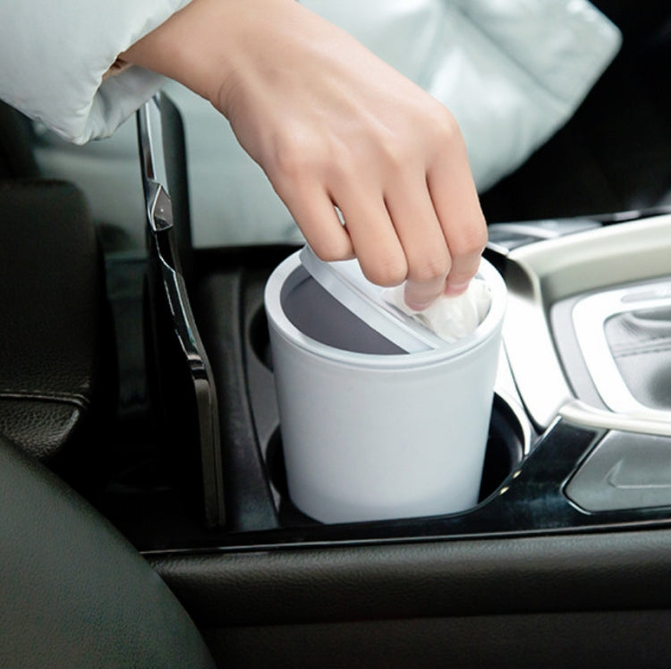 桌麵塑料搖蓋車載收納圓桶車用紙巾筒垃圾桶