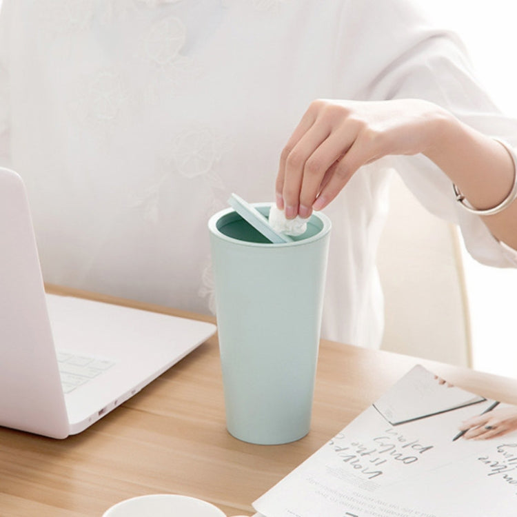 桌麵塑料搖蓋車載收納圓桶車用紙巾筒垃圾桶