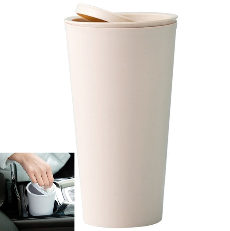 桌麵塑料搖蓋車載收納圓桶車用紙巾筒垃圾桶