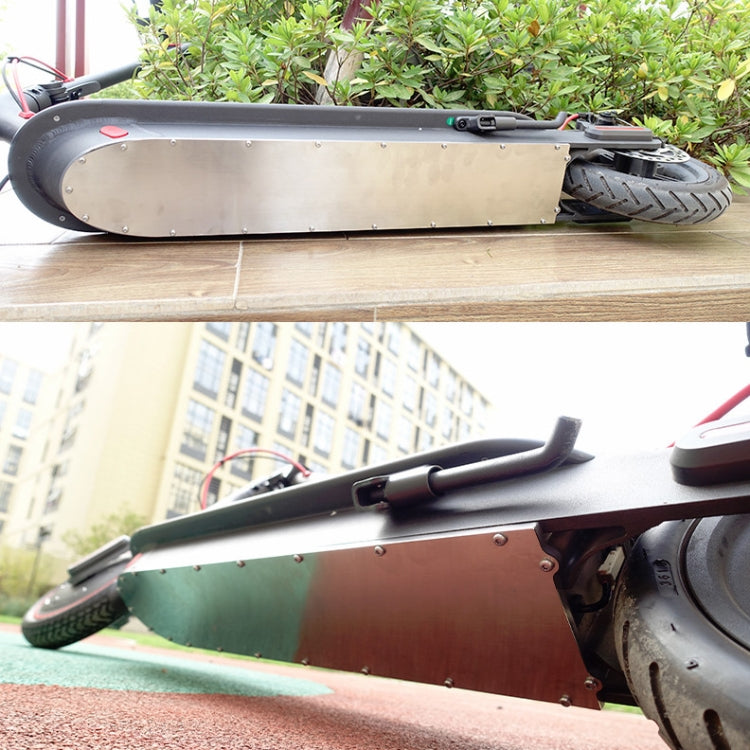 滑板車不銹鋼底板蓋防水滑板車底盤保護裝甲配件 顏色隨機發貨