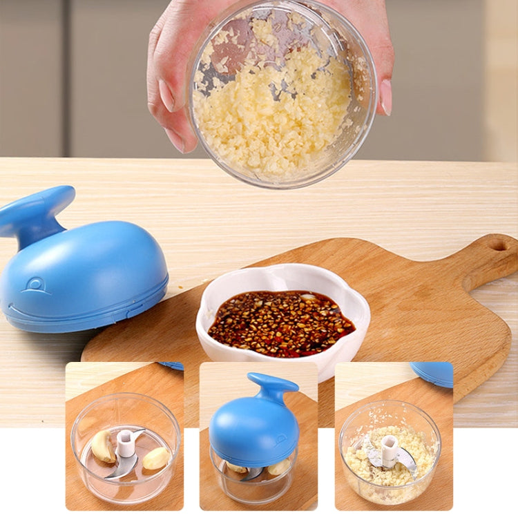家用廚房卡通鯨魚手拉式迷你拉蒜器多功能辣椒攪碎器蒜泥器
