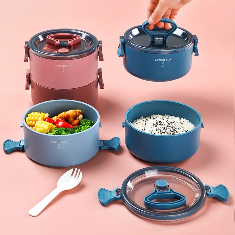 圓形便攜保溫分隔型飯盒學生上班族微波爐加熱餐盒