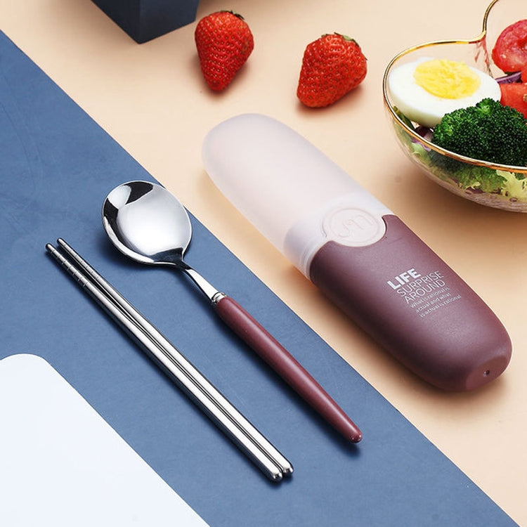 二合一 簡約兒童學生旅行便攜304不銹鋼勺子筷子餐具套裝