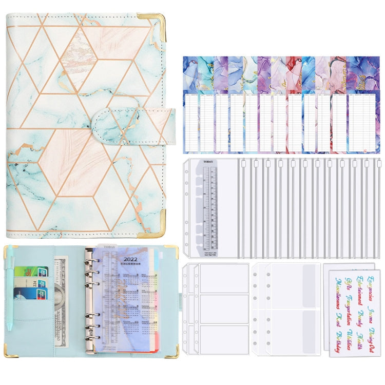 A6活頁本預算本大理石紋筆記本，款式：