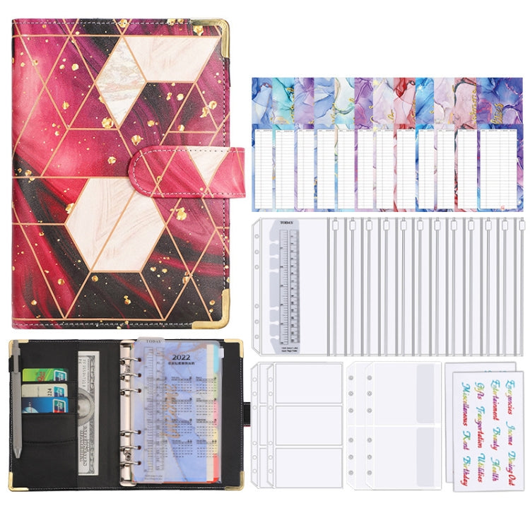 A6活頁本預算本大理石紋筆記本，款式：