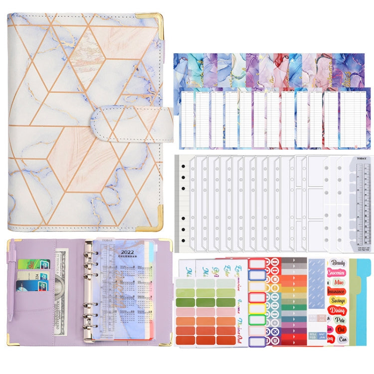 A6活頁本預算本大理石紋筆記本，款式：