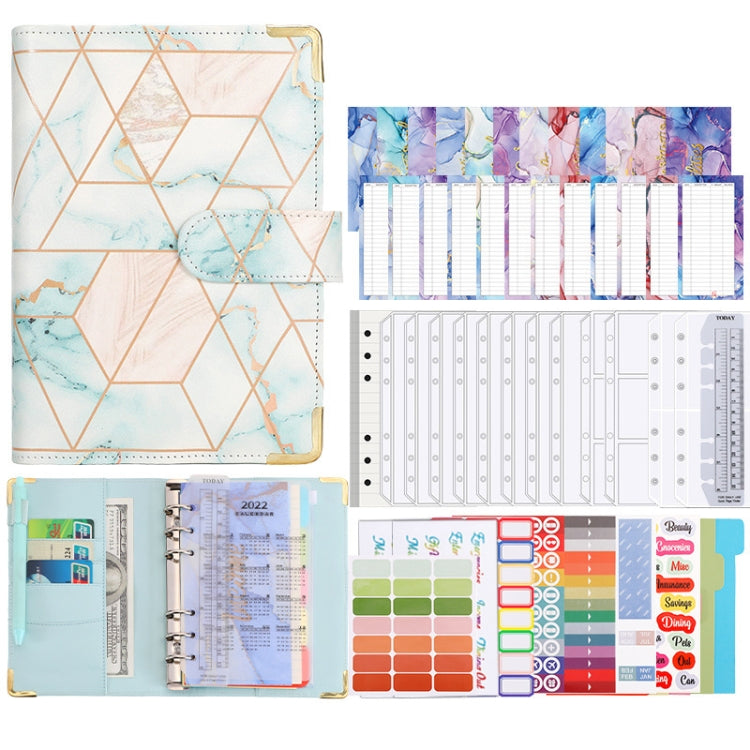 A6活頁本預算本大理石紋筆記本，款式：