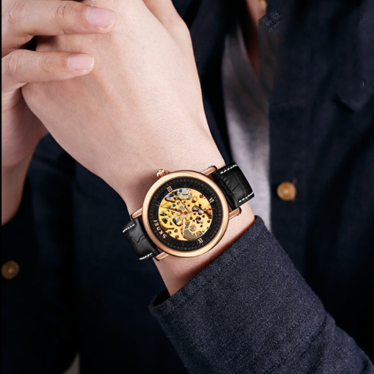 時刻美 9229 男士全自動鏤空機械錶學生透底手錶