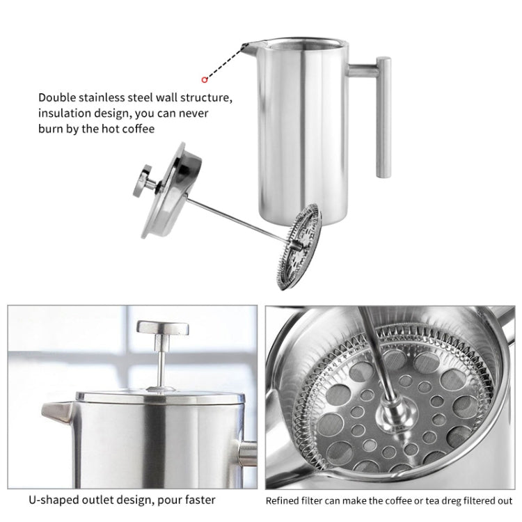 304不銹鋼法壓壺咖啡壺沖茶壺