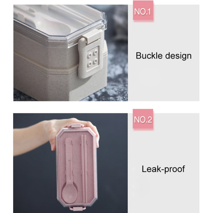 雙層飯盒塑料可微波學生便當盒午餐盒餐具套裝