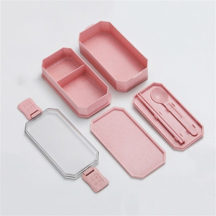 雙層飯盒塑料可微波學生便當盒午餐盒餐具套裝