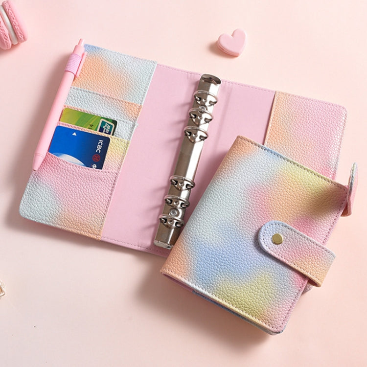 PU皮馬卡龍筆記本幻彩珍珠紙活頁手賬本