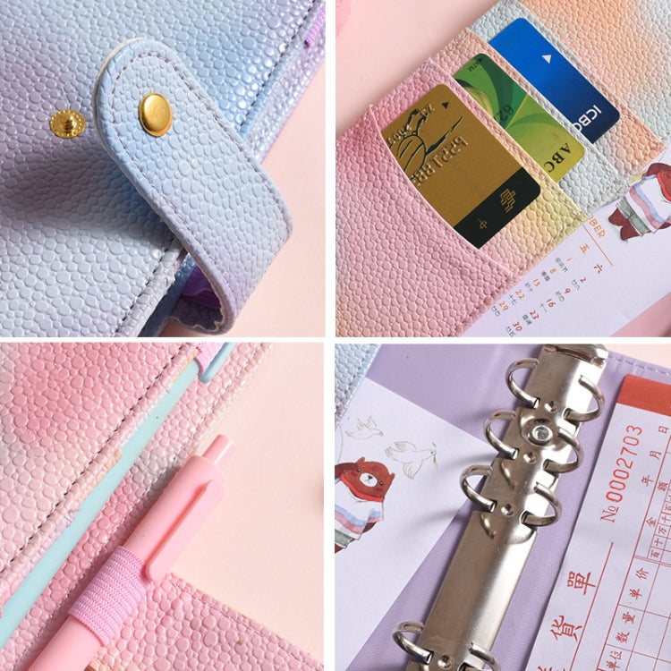 PU皮馬卡龍筆記本幻彩珍珠紙活頁手賬本