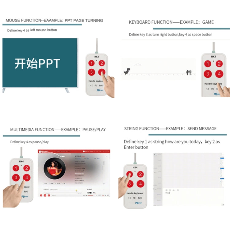 HK-4 4鍵 自定義快捷複製粘貼醫療超聲采圖USB迷你鍵盤，線長：2米