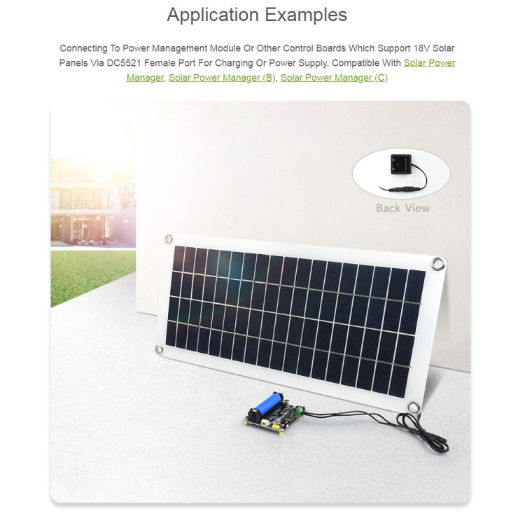 Waveshare  18V 10W 半柔性多晶硅太陽能板光伏板發電板
