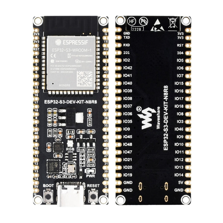 Waveshare  ESP32-S3 微控制器2.4GHz Wi-Fi開發板ESP32-S3-WROOM-1-N8R8模組