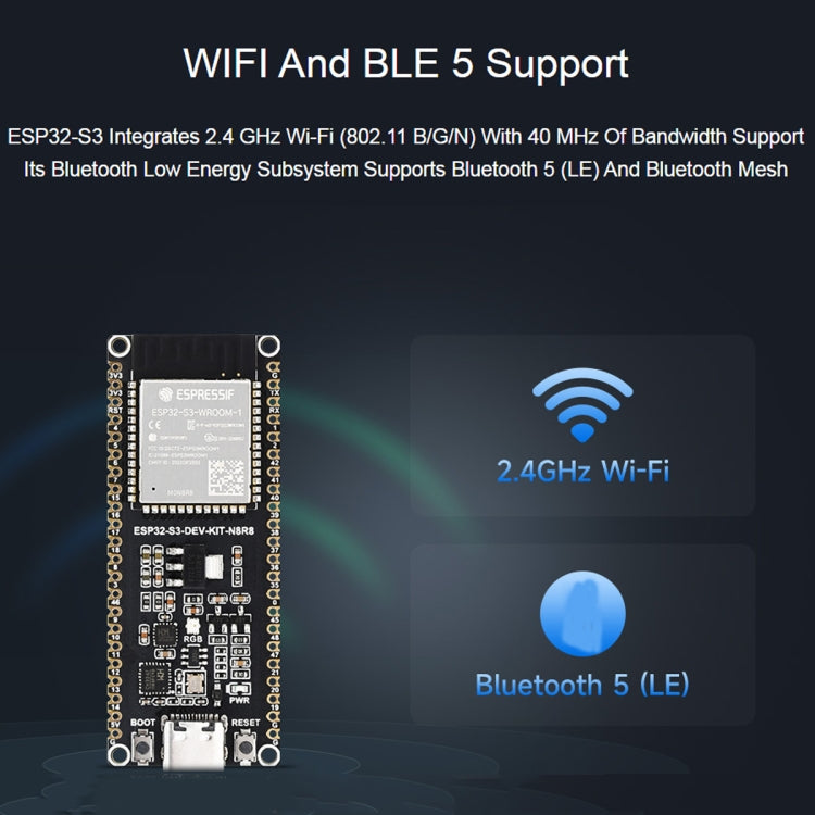 Waveshare  ESP32-S3 微控制器2.4GHz Wi-Fi開發板ESP32-S3-WROOM-1-N8R8模組
