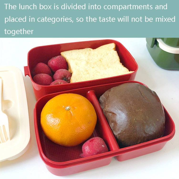 可愛兔子雙層塑料飯盒 大容量便攜午餐盒，規格：