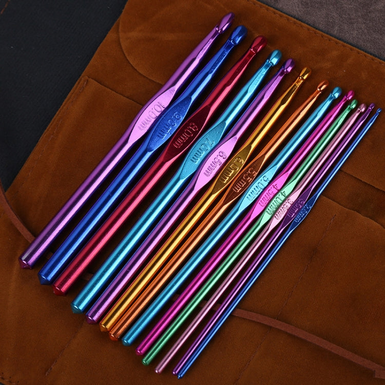 14件/套 彩色氧化鋁單頭鈎針 手工DIY編織工具材料，顏色隨機發貨