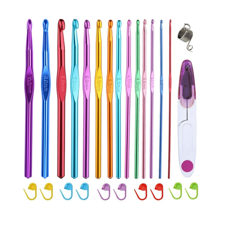 14件/套 彩色氧化鋁單頭鈎針 手工DIY編織工具材料，顏色隨機發貨
