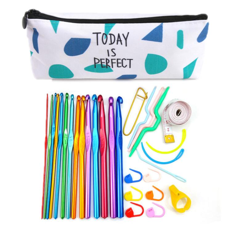 14件/套 彩色氧化鋁單頭鈎針 手工DIY編織工具材料，顏色隨機發貨