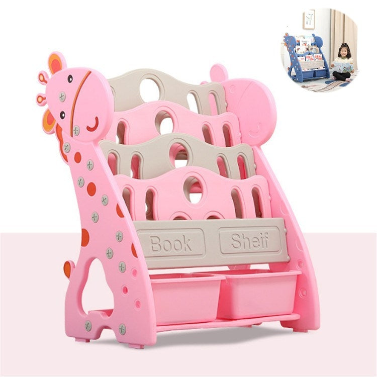 兒童書架簡易家用落地置物架寶寶書櫃收納幼兒園多層卡通繪本架