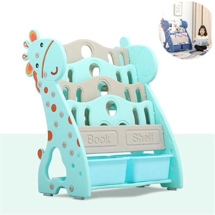 兒童書架簡易家用落地置物架寶寶書櫃收納幼兒園多層卡通繪本架