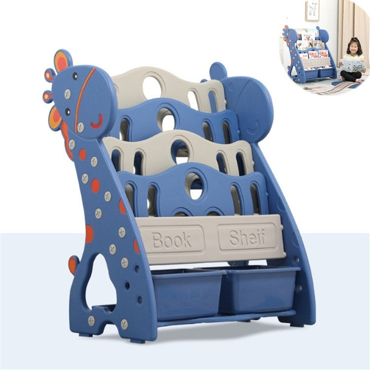 兒童書架簡易家用落地置物架寶寶書櫃收納幼兒園多層卡通繪本架