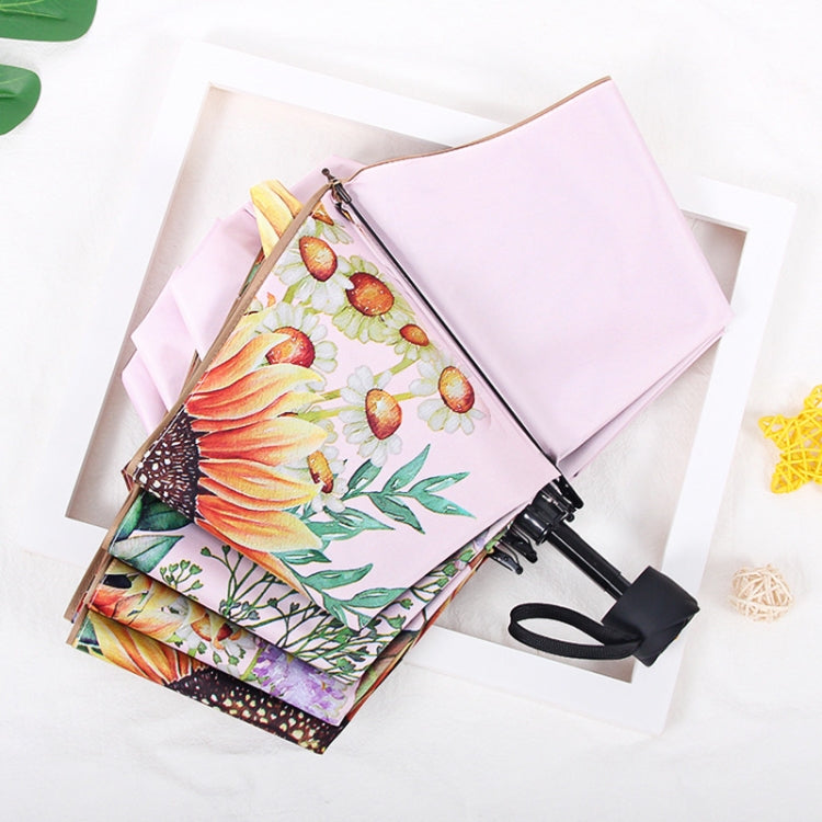 向日葵黑膠防晒雙層遮陽UV傘摺疊晴雨兩用傘