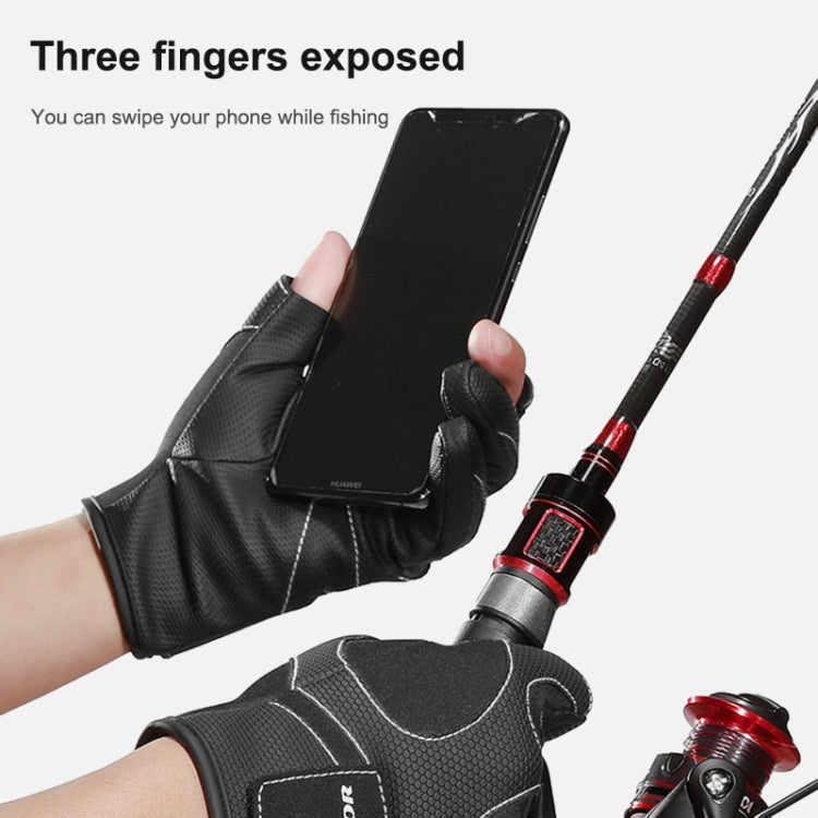 肯薩洛 A0062 戶外露營露三指手套男女款防滑運動釣魚手套