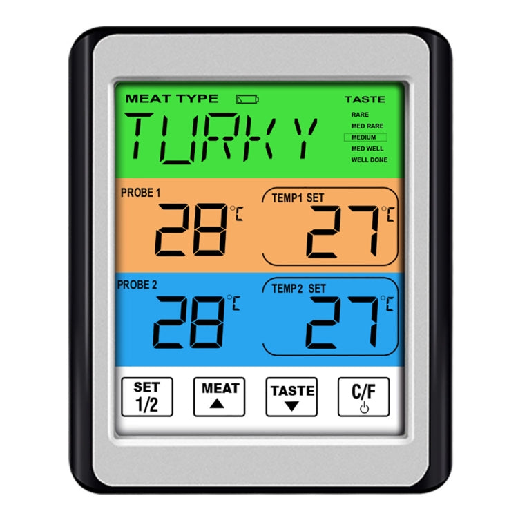 CH-212 雙探針彩屏智能報警燒烤廚房溫度計