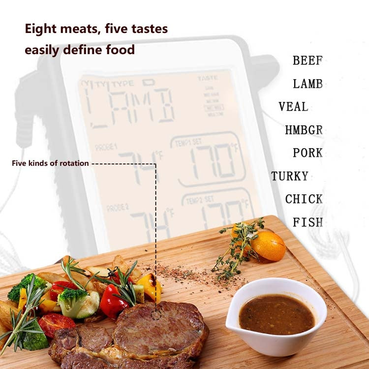 CH-212 雙探針彩屏智能報警燒烤廚房溫度計