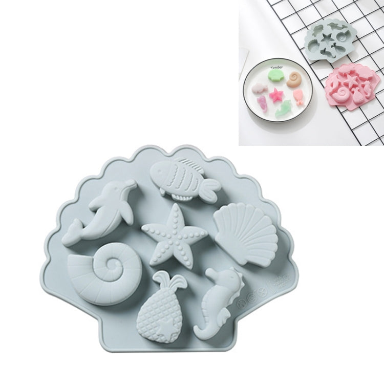6個一賣 3D創意海洋生物造型硅膠蛋糕模具 烘焙巧克力冰塊模