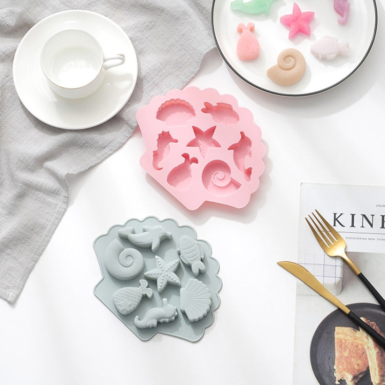 6個一賣 3D創意海洋生物造型硅膠蛋糕模具 烘焙巧克力冰塊模