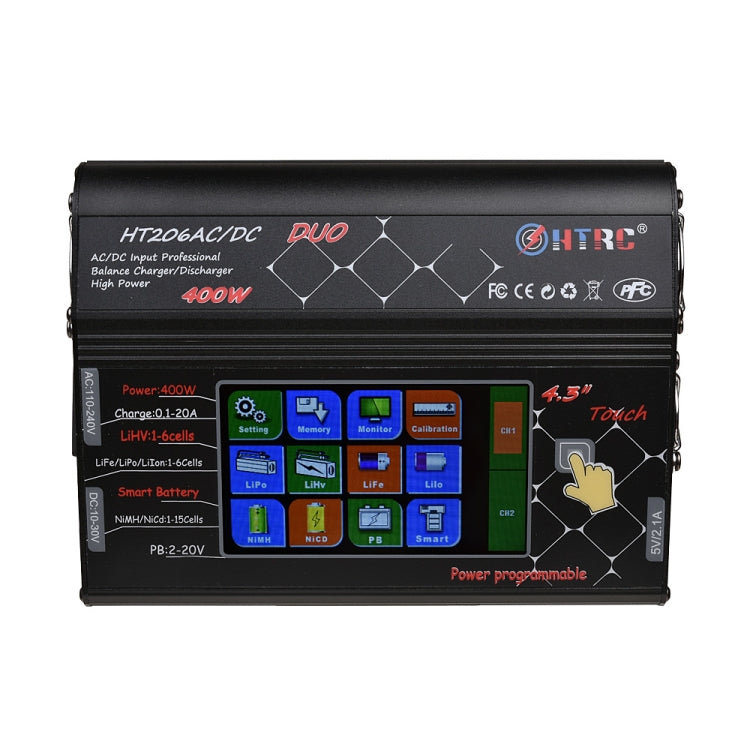 HTRC HT206AC/DC DUO 400W 大彩屏觸摸雙路智能平衡充電器，