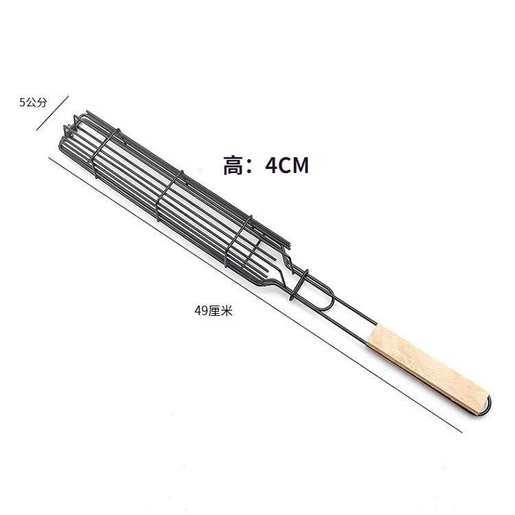 2個一賣 熱狗燒烤籠 香腸烤夾烤肉夾網 木柄燒烤網架