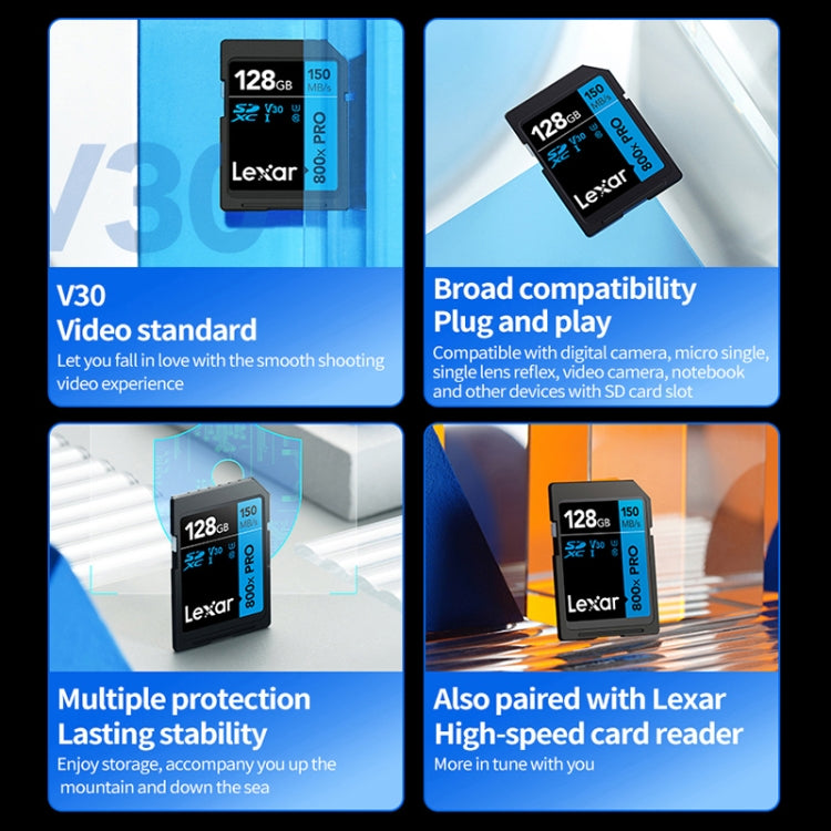 Lexar SD-800X Pro High Speed SD Card SLR Camera Memory Card, 32GB, 64GB