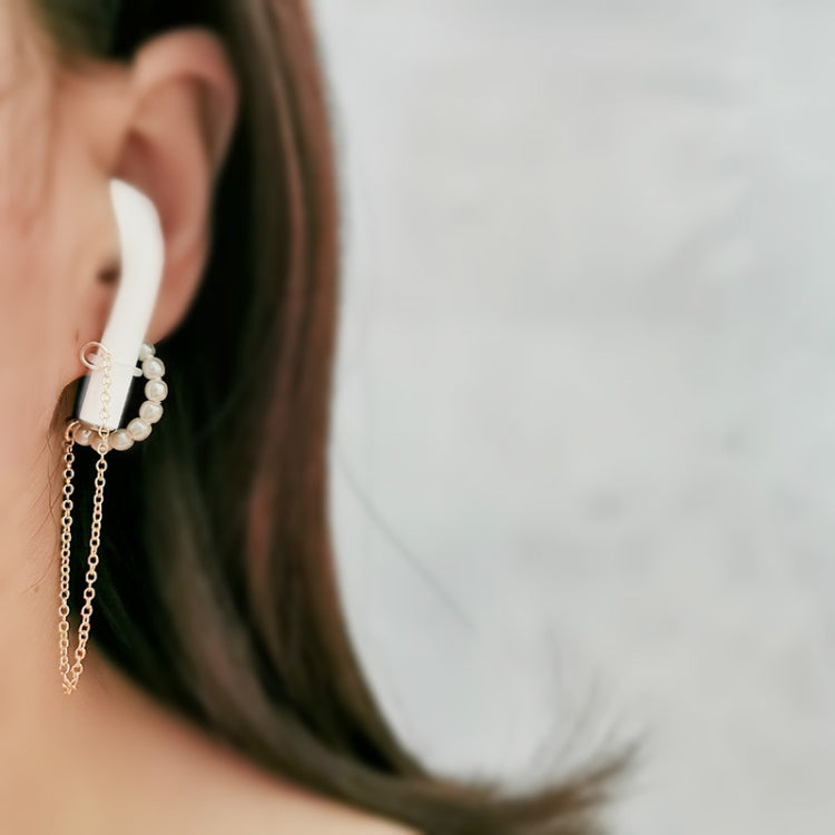 3個一賣 通用藍牙耳機防丟C型珍珠925銀針耳環耳鏈