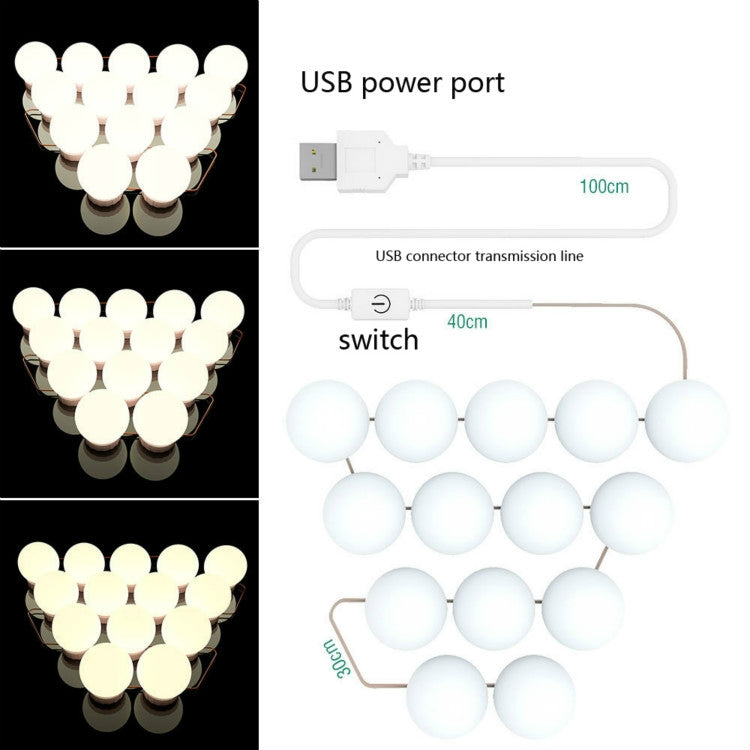 鏡前燈可調光化妝鏡USB觸摸調控燈