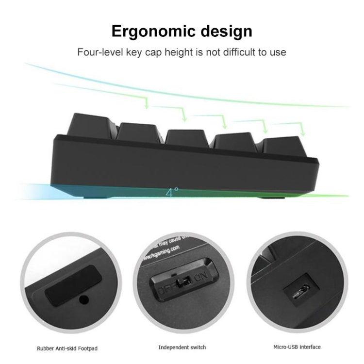 RK61 61鍵 藍牙/無線雙模平板手機遊戲机械鍵盤，線長1.5米