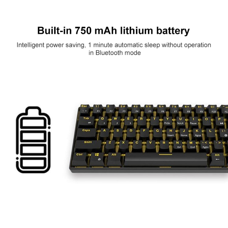 RK61 61鍵 藍牙/無線雙模平板手機遊戲机械鍵盤，線長1.5米, Tea Shaft, Green Shaft, Red Shaft