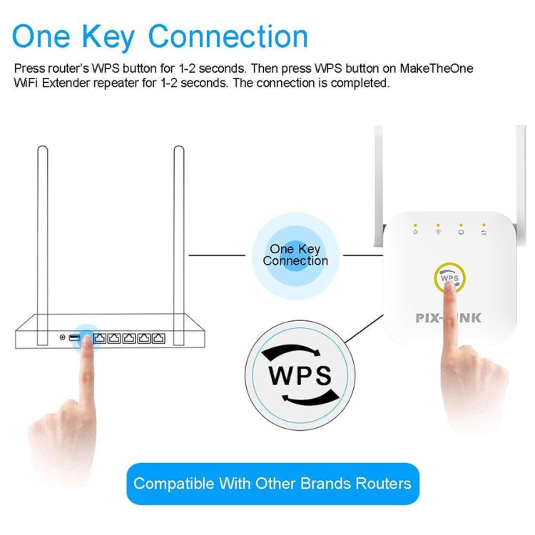 PIX-LINK WR22 300Mbps Wifi無線信號放大增強擴展器, EU Plug, US Plug, UK Plug, AU Plug