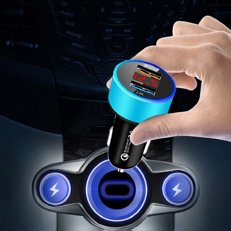 2個一賣 鋁圈 5V3.1A显示屏車充  QC3.0+3.1A 鋁合金多功能光環數顯車載充電器