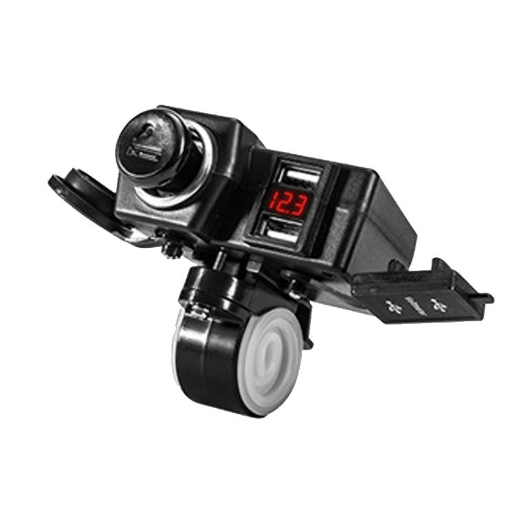 摩托車車載手機充電器 雙USB帶點煙器接口多功能數顯車充