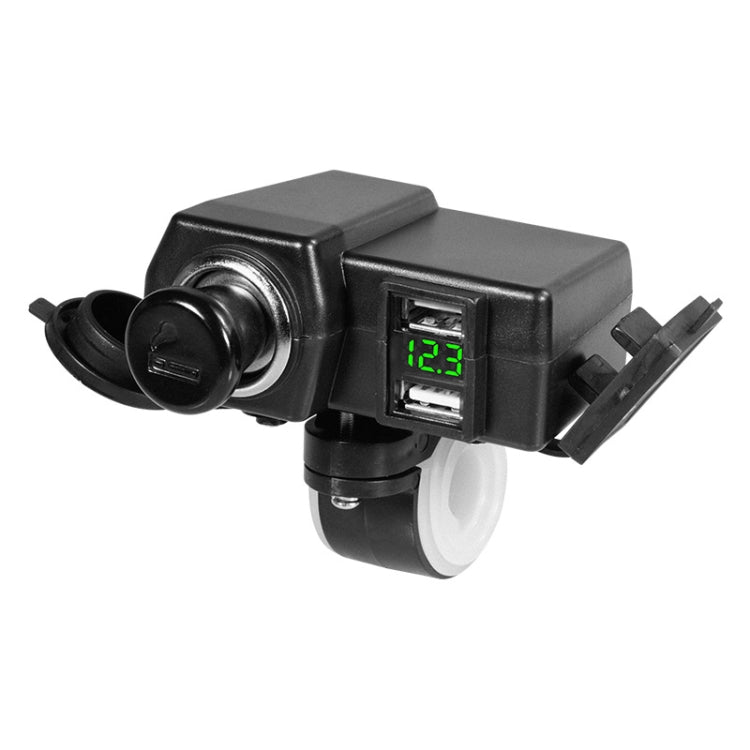 摩托車車載手機充電器 雙USB帶點煙器接口多功能數顯車充