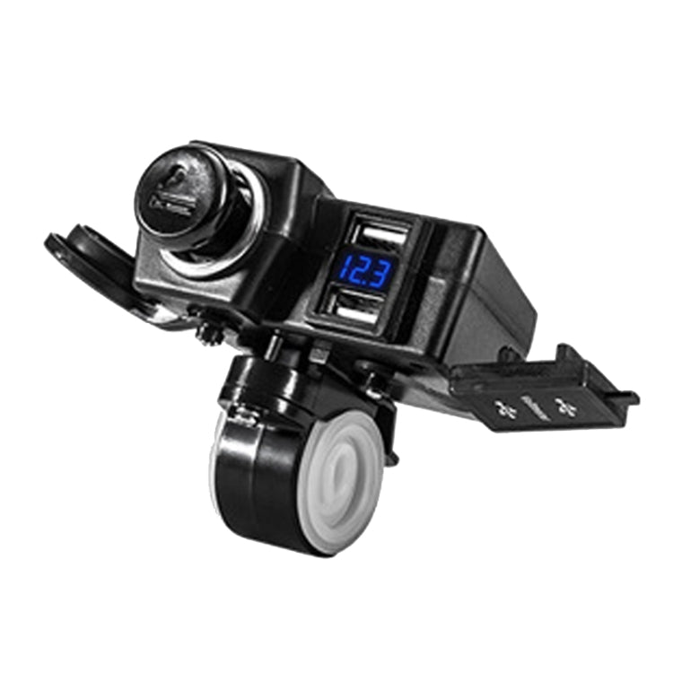 摩托車車載手機充電器 雙USB帶點煙器接口多功能數顯車充