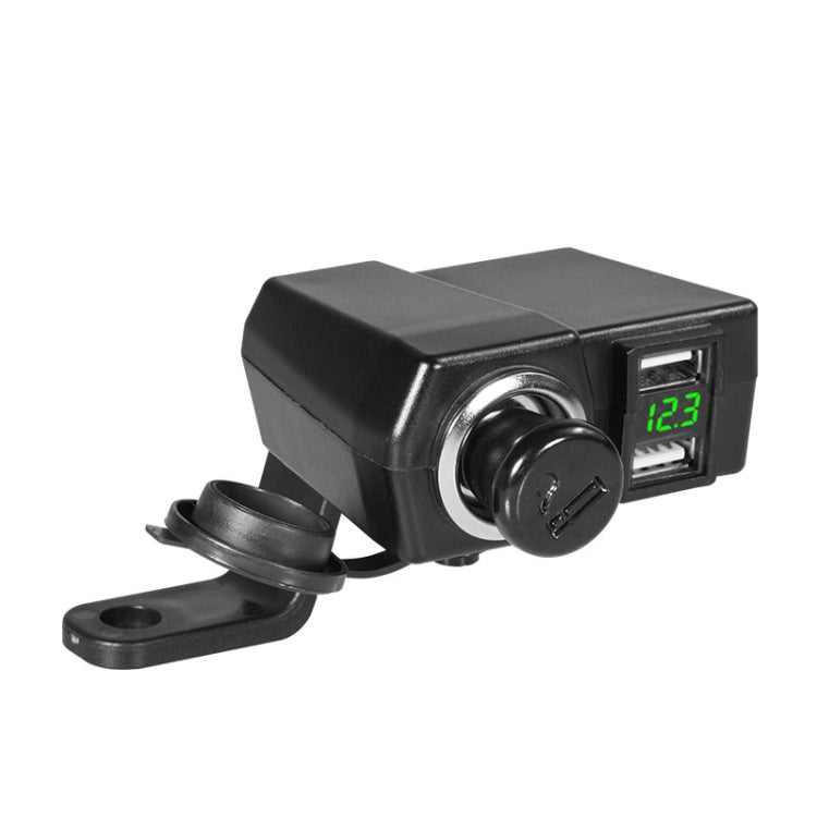 摩托車車載手機充電器 雙USB帶點煙器接口多功能數顯車充