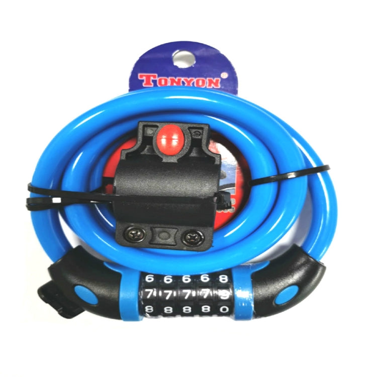 TONYON TY566自行車鎖五位密碼鎖山地車條形鋼絲鎖單車圈鎖