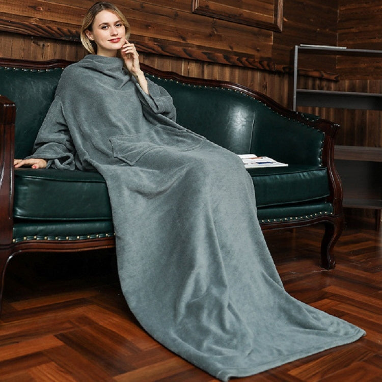 法蘭絨長款套頭保暖袖毯