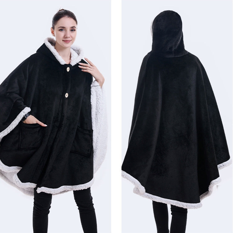 法蘭絨純色柔軟保暖披肩毛毯